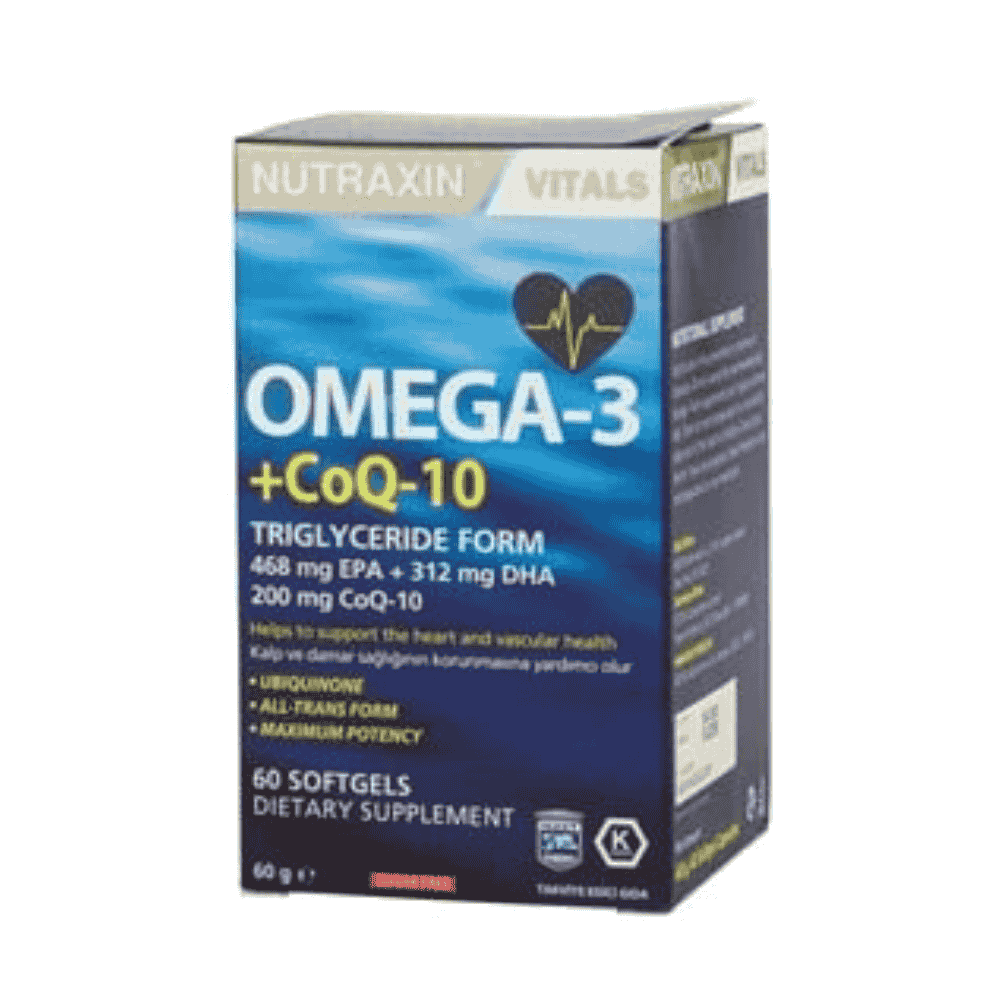 Nutraxin Vitals Omega3 CoQ-10 60 Kapsül